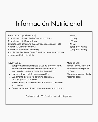 Vitaminas de Bronceado Natural Sin Sol